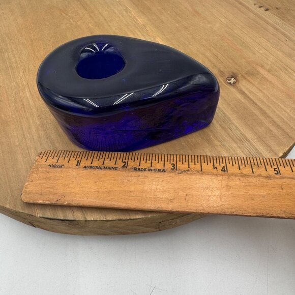 Cobalt Blue Blenko Candle Holder Tear Drop Taper Candle Holders Mid Century Mode - Picture 10 of 12